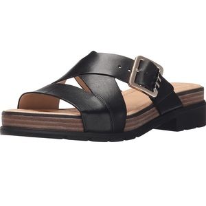 Dr. School’s black leather Hellena sandals - size 7.5